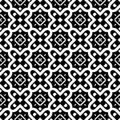 Geometric pattern in ethnic style. Seamless background  with  abstract shapes. Black and white wallpaper. Abstract background  with Repeating pattern for decor, textile and fabric.