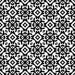 Geometric pattern in ethnic style. Seamless background  with  abstract shapes. Black and white wallpaper. Abstract background  with Repeating pattern for decor, textile and fabric.