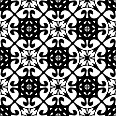 Geometric pattern in ethnic style. Seamless background  with  abstract shapes. Black and white wallpaper. Abstract background  with Repeating pattern for decor, textile and fabric.