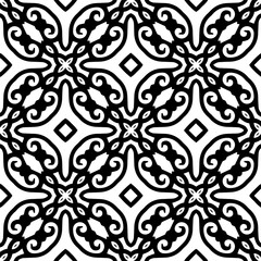 Geometric pattern in ethnic style. Seamless background  with  abstract shapes. Black and white wallpaper. Abstract background  with Repeating pattern for decor, textile and fabric.