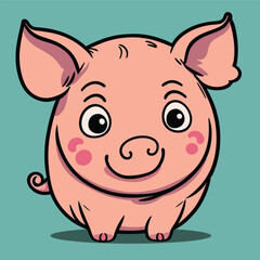 funny pig cute cartoon characters vector illustration