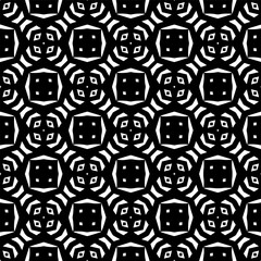 Geometric pattern in ethnic style. Seamless ornament  with  abstract shapes. Black and white wallpaper. Abstract background  with Repeating pattern for decor, textile and fabric.