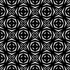 Geometric pattern in ethnic style. Seamless ornament  with  abstract shapes. Black and white wallpaper. Abstract background  with Repeating pattern for decor, textile and fabric.