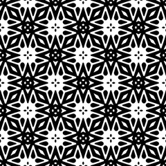 Geometric pattern in ethnic style. Seamless ornament  with  abstract shapes. Black and white wallpaper. Abstract background  with Repeating pattern for decor, textile and fabric.