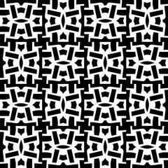 Geometric pattern in ethnic style. Seamless ornament  with  abstract shapes. Black and white wallpaper. Abstract background  with Repeating pattern for decor, textile and fabric.