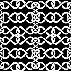 Geometric pattern in ethnic style. Seamless ornament  with  abstract shapes. Black and white wallpaper. Abstract background  with Repeating pattern for decor, textile and fabric.