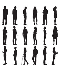 Silhouette, Men and Women, black, Mix collection, vector, isolated, symbols on white background