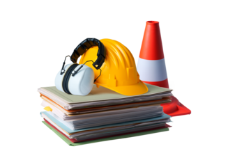 Pile of paperwork and work equipment