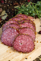 salami made of high-quality meat with spices and garlic