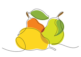 Three vector stylized pears in a minimalist style