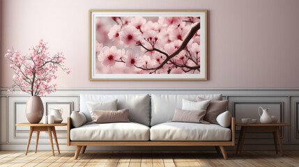 Frame Mock up In home Interior Living Room , Mockups Design 3D, HD