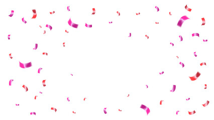 Valentines Background With Many Falling Pink Confetti. Celebration Decoration. Concept. Vector Illustration