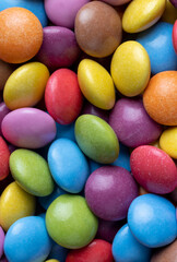 Multicolored chocolates with chocolate filling