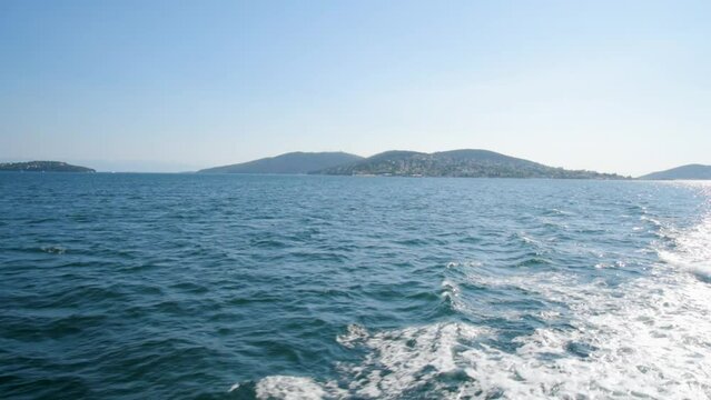 Prince's Islands, view from a sailing ship, on a summer and sunny day.