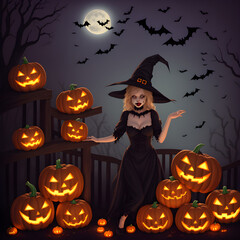 halloween. scary characters night of all saints. pumpkin for halloween. horror and fear. halloween celebration. generative AI
