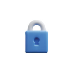 Realistic blue padlock 3D style, vector illustration