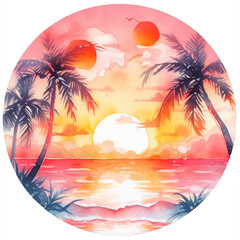 Cruise to a tropical island, transparent watercolor clipart