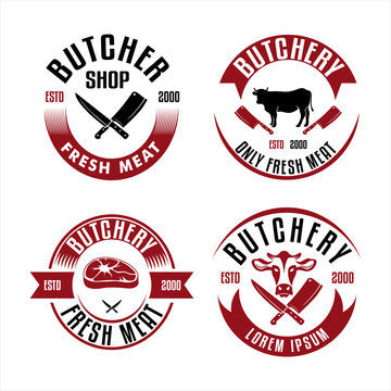 Butcher shop Butchery logo Template for shop, cover, sticker, print, business works. Vintage retro style