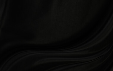 Black gray satin dark fabric texture luxurious shiny that is abstract silk cloth background with patterns soft waves blur beautiful.