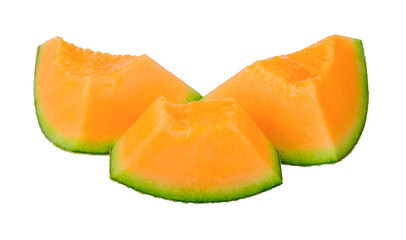 Slice cantaloupe melon isolated on transparent background PNG image