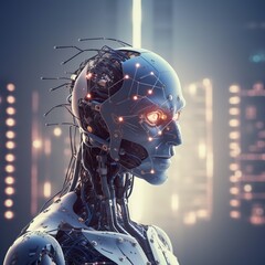 Obraz na płótnie Canvas Android robot background. Future artificial intelligence robot. generative ai
