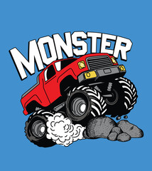 ILLUSTRATION MONSTER TRUCK BIG TIRES ALL TERRAIN © D GRAPHIC