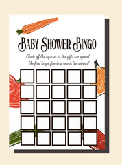 
Locally Grown Farmer's Market Themed Baby Shower Bingo Game Vector you can also use like a template to create your own card with this design