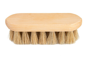 wooden scrubbing brush isolated over white background