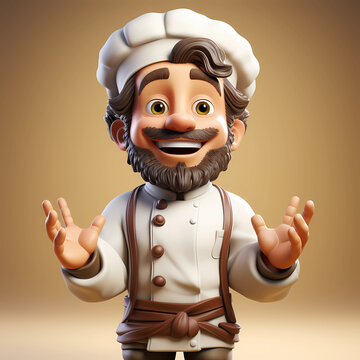 Mascote cozinheiro 3d chefe de cozinha
