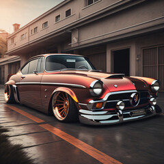 classic american car , Vintage car, orange car , Mercedes vintage car, future car , classic Mercedes