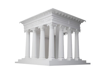 Obraz premium Roman/Greek Temple with ionic columns, plaster model of classic portico. Isolated, transparency background. Generative AI illustration