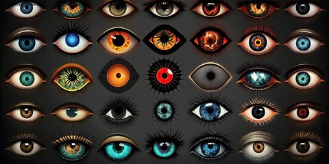 Fototapeta premium A collection of many eyes colors - Generative AI