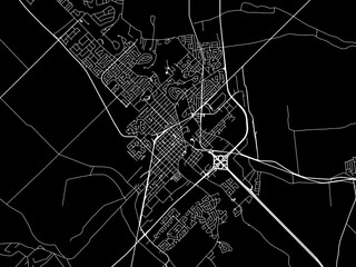 Vector road map of the city of  Joliette Quebec in Canada with white roads on a black background.