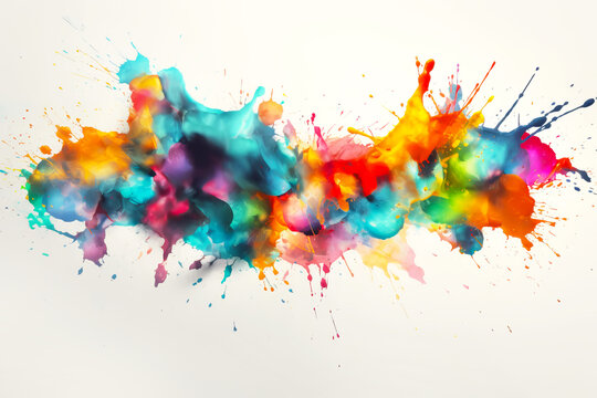 Colorful dripping and splashes on white background. Generative AI illustration