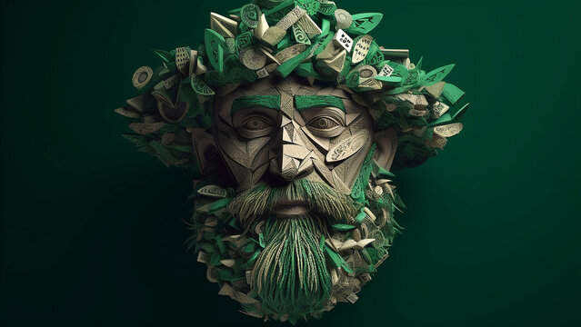 St. Patrick's Day is a 3D mosaic image of this saint. Generative AI