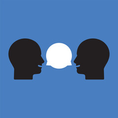 friendly conversation between two people. flat cartoon style trend modern graphic art design isolated on blue background. concept of simple communication with person and socialise or debate