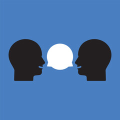 friendly conversation between two people. flat cartoon style trend modern graphic art design isolated on blue background. concept of simple communication with person and socialise or debate