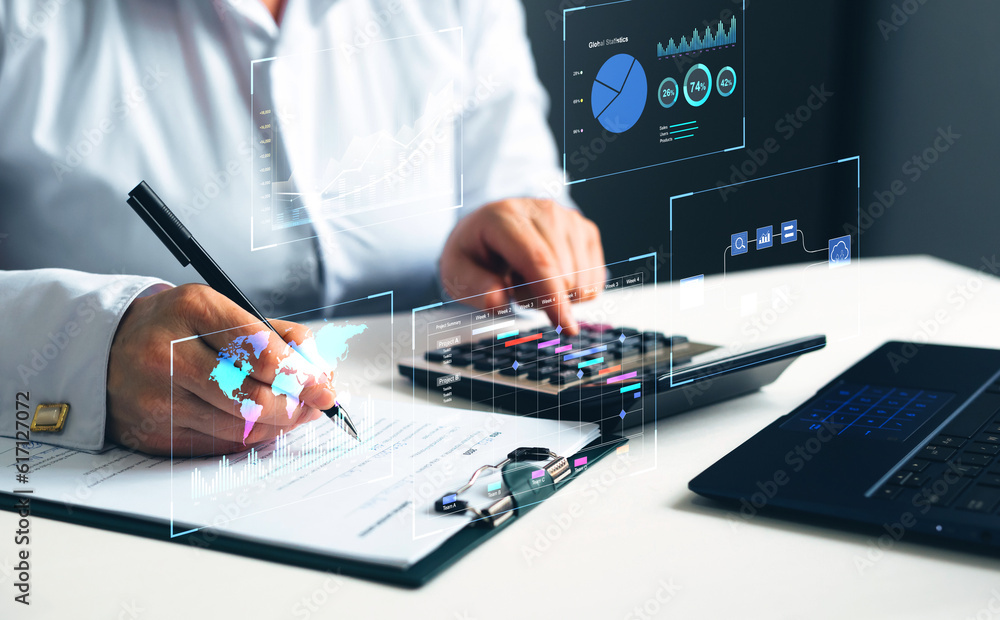 Poster business finance data analytics graph. advisor using kpi dashboard.