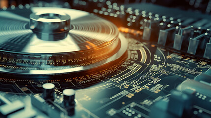 close up of computer circuit board