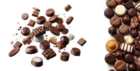 Bonbon Chocolate Pralines Texture Background, Cocoa Candies Banner, Chocolate Praline on transparent