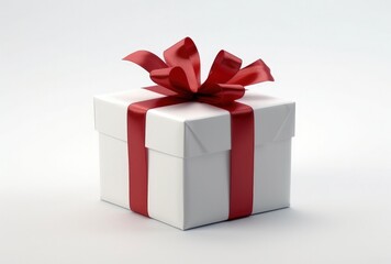 Gift box on white background, christmas concept, digital illustration. Generative AI