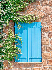 Saint Paul de Vence Window | France Cote d'Azur Travel Photography | Bright Pastel Colored Art Print, Turquoise Window, Pastel Tones