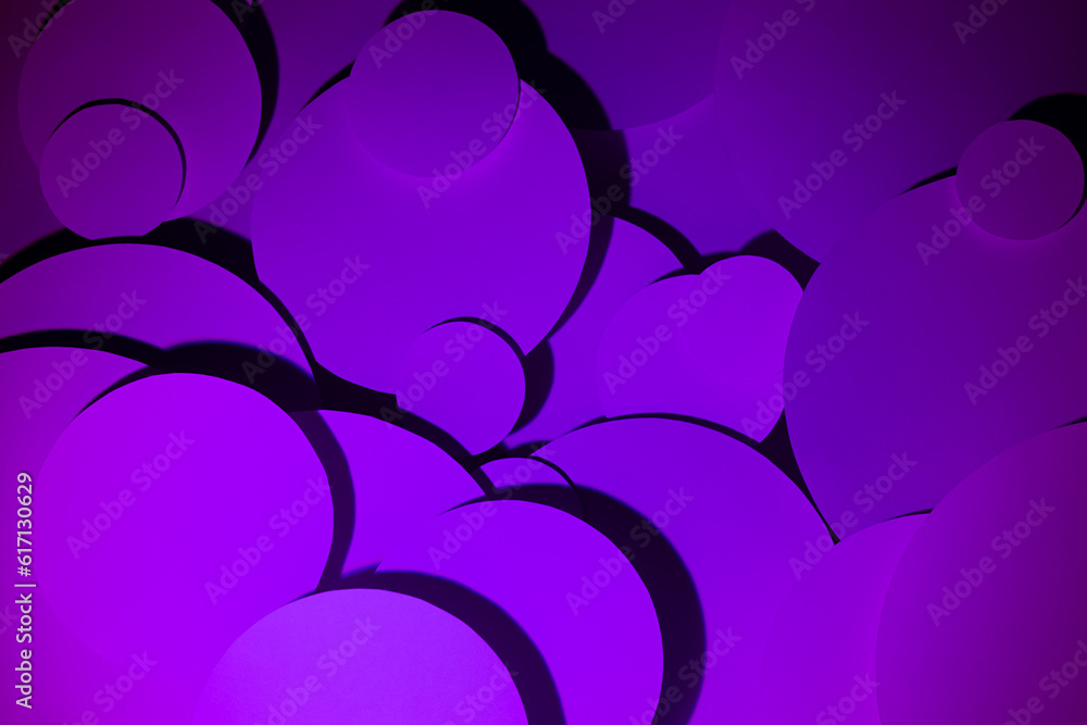 Aufkleber saturated violet gradient abstract background of soar paper circles pattern of different size, top v