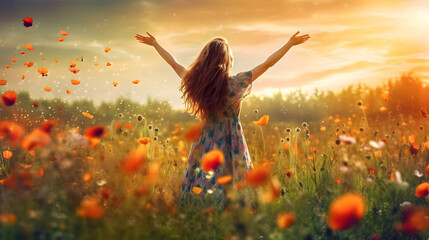 The Joy of Surrender: A serene and peaceful image capturing the blissful feeling of letting go and releasing control. Generative ai