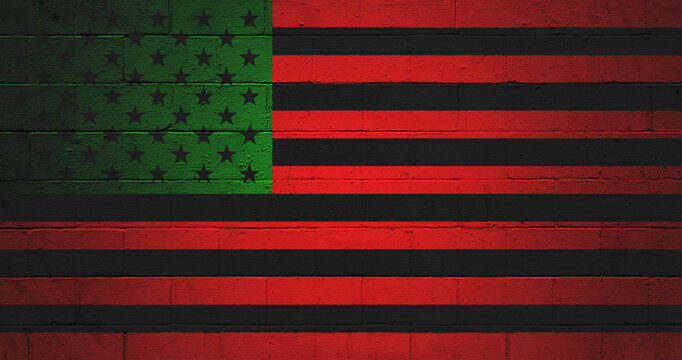 Flag of the African American painted on a wall