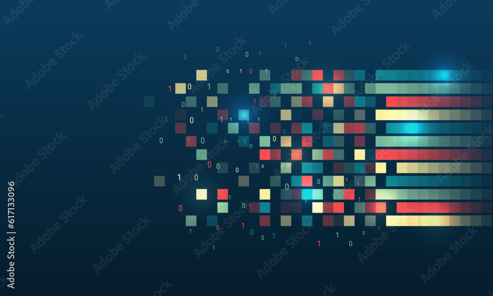 Aufkleber Structuring the flow of information. Data analytics concept. Sorting a large amount of data on a dark background. Big data visualization. Futuristic network or business analytics.