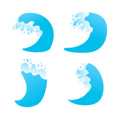 Obraz na płótnie Canvas Ocean waves set. Marine surf with water splashes, sea foam. Doodle cartoon vector illustration isolated on white background