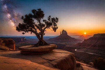 Desert sunset with mountain near Phoenix, Arizona, USA
