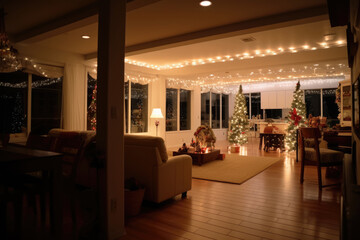 Christmas decoration in living room interior