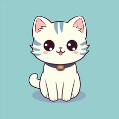 Modern flat color vector illustration of a cute cartoon cat mascot character. Perfect for various design projects.